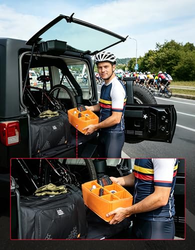 KEMIMOTO Bike Travel Bag, 60L Mountain Bicycle Duffel with Full-Face Helmet Storage (Size L) & Orange Interior Lining, Convertible Backpack for MTB Gear, Cycling Training, Hiking, Motorcycle, Biking