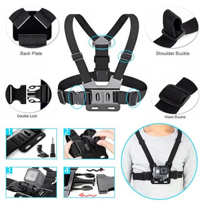 Reflex Camera 19-in-1 Action Camera Accessories Kit Compatible with GoPro Hero 13, 9-12, DJI Osmo Action 2, 3, 4, Pro 5, Insta360 Ace Pro/Ace Pro 2 and Other Sports Cameras & Durable Case - size: 19-in-1-Kit