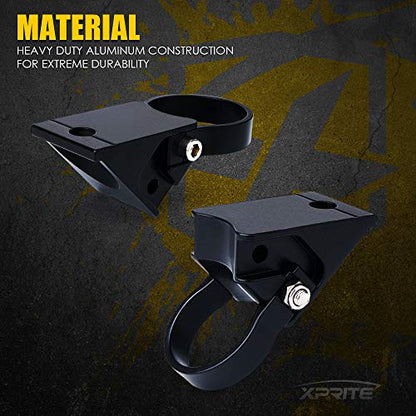Xprite 1.75 Inch Roll Bar Mounting Brackets, Universal Adjustable LED Light Bar Brackets, Roll Cage & Bull Clip Holder for UTV ATV Can Am Maverick X3 Polaris RZR XP Side by Side and More Models - size: 1.75 inch
