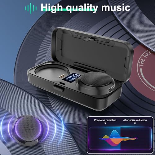 OBEST Motorcycle Bluetooth Headset with Charging Case, Helmet Bluetooth Speaker with Microphones & LED Display, 1900mAh Battery with 50Hours Work Time Wireless Headsets for Riding and Skiing
