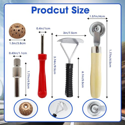 36Pcs Tire Repair Patch Tool Kit, Tire Patch Plugs with Repair Buffing Wheel Patch Roller Tool Inner Liner Scraper for Puncture Car Truck Bus Tractor Vehicle