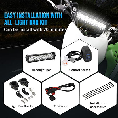Off Road Light Bar, Universal 60W Motocross Light Bar Kit with Mounting Brackets and Switch for CRF250F CRF110 TTR110 YZF450 Fits Most Motorcycle 7/8" Handlebars - size: Light Bar Kit with Switch