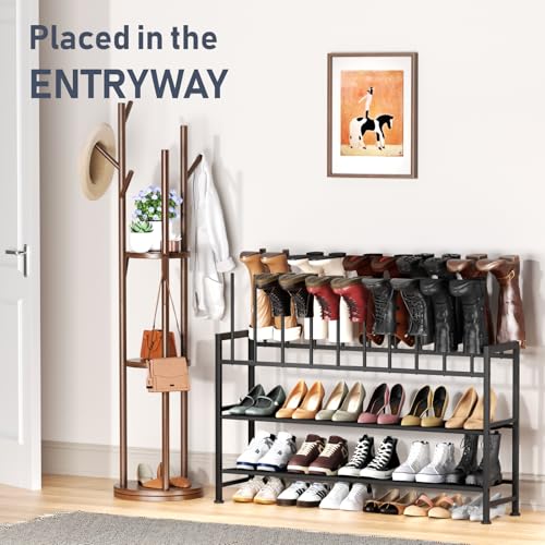 DIMJ Boot Rack 4-Tier - Black Metal Boot Storage Rack for Tall Boots Organizer, Multiuse Shoe Rack for Boots, Sneakers, High-Heel, Entryway, Fits 10 Pairs - size: 4-Tier 10 Pair