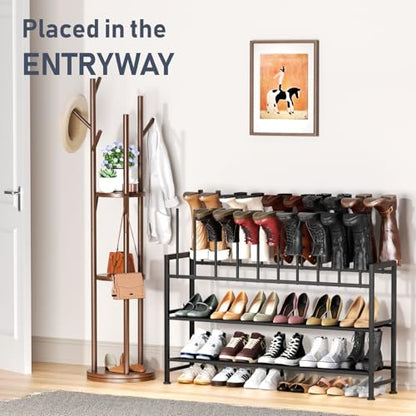 DIMJ Boot Rack 4-Tier - Black Metal Boot Storage Rack for Tall Boots Organizer, Multiuse Shoe Rack for Boots, Sneakers, High-Heel, Entryway, Fits 10 Pairs - size: 4-Tier 10 Pair