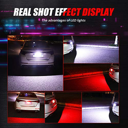 Rear License Plate Frame LED Light Bar - 7.41 Inch 45x5630SMD Chips White & Red for Cars SUVs Trucks RVs - All-in-One With Brake Lights - 1-Pack
