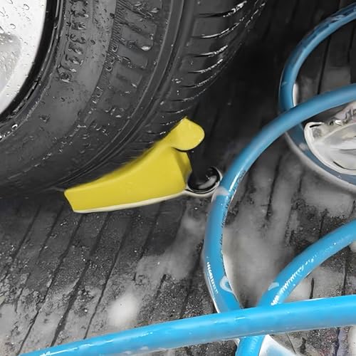 4PCS Car Hose Guide, Vehicle Detailing Cleaning Tools Hose Guides Preventing Wash Stuck Under The Tires, Automotive Wheel Rolling System Tool for Washing, Universal Fit (Yellow) - color: Yellow