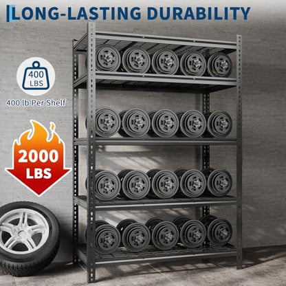 Heavy Duty Metal Storage Shelves - 5-Tier Adjustable Shelving Unit with 2500 LBS Load Capacity for Garage, Pantry, Basement, Bathroom, Laundry Room Organizer, 36" Long x 16" Wide x 72" High - size: 72" H x 36" W x 16" D