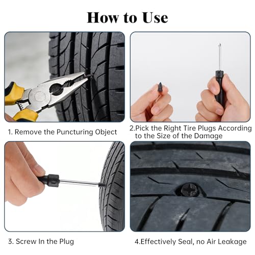 30 PCS Tire Repair Rubber Nail Kit, Vacuum Tire Repair Kits Spiral Rubber Nails, Self-Service Screw in Tire Repair Plugs for Car, Truck, Motorcycle, Tractor Tire Puncture Repair - size: 30PCS