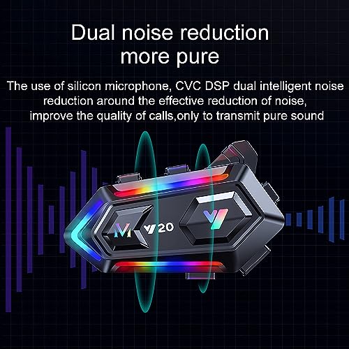 FEYA Motorcycle Helmet Speakers High Battery Life Helmet Headphone IPX6 Automatic Answer/Call Music Control/Intelligent Noise/Wake up Siri, 2 Different Types of Mic - Compatible with All Helmets - Y20 - style: Y20