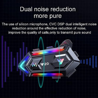 FEYA Motorcycle Helmet Speakers High Battery Life Helmet Headphone IPX6 Automatic Answer/Call Music Control/Intelligent Noise/Wake up Siri, 2 Different Types of Mic - Compatible with All Helmets - Y20 - style: Y20