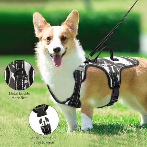 Qilmy Motorcycle Rider Vest Harness, Adjustable Dog Walking Harness Reflective Soft Padded Pet Vest Harness with Handle for Small Dogs Puppies Cats