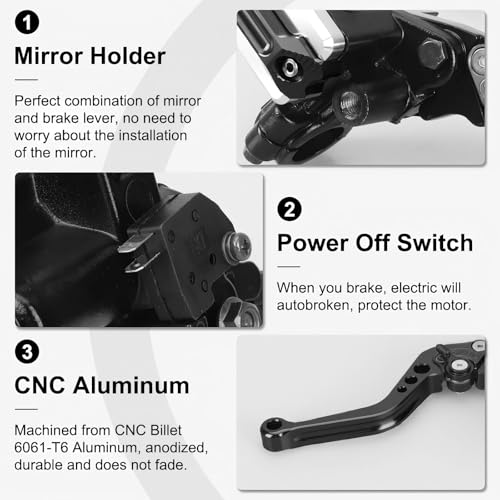 Universal Motorcycle Brake Lever 7/8" 22mm Handlebar CNC Hydraulic Master Cylinder Reservoir Clutch Pump Left & Right Set - color: Black