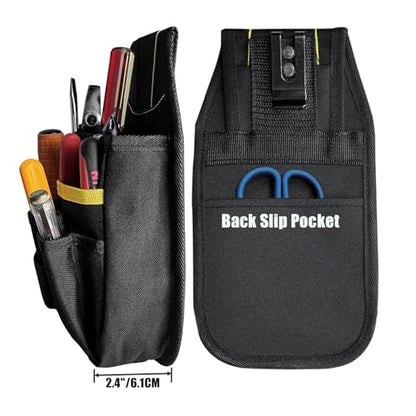 Small Tool Pouch with Belt Clip, Tool Pouch Holder,Multi Pocket Holster Organizer for Electrician Construction Maintenance,Durable Lightweight - color: Yellow