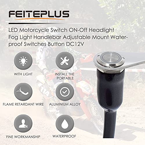 LED Motorcycle Switch ON-Off Headlight Fog Light Handlebar Adjustable Mount Waterproof Switches Button DC12V …