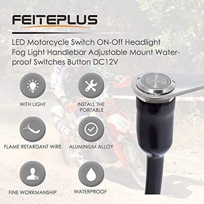 LED Motorcycle Switch ON-Off Headlight Fog Light Handlebar Adjustable Mount Waterproof Switches Button DC12V …