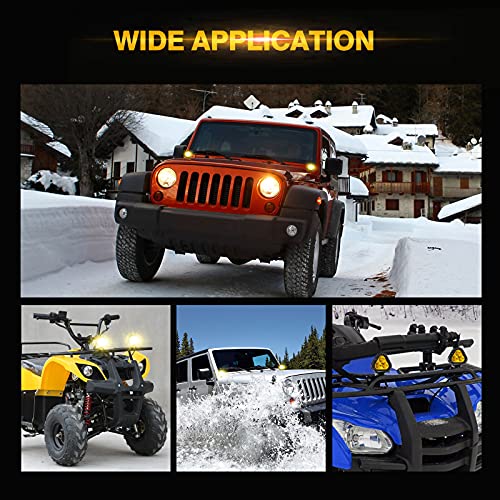 Auxbeam 4in 90W Led Amber Fog Light, Super Bright 9000LM LED Off Road Light Yellow Spot Flood Combo Triangle Led Pod for Jeep Motorcycle SUV Trucks Boat - color: Yellow & Spot Flood Combo