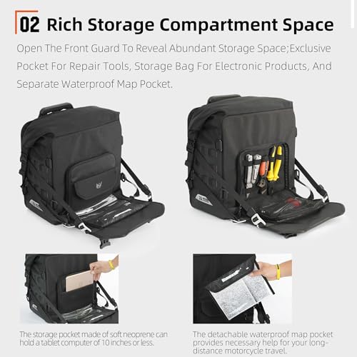 Rhinowalk Motorcycle Side Bag 35L Waterproof Motorbike Saddlebag with Quick Release System Universal Fit Gift-Ready Packaging （Single Piece - color: Black-35L