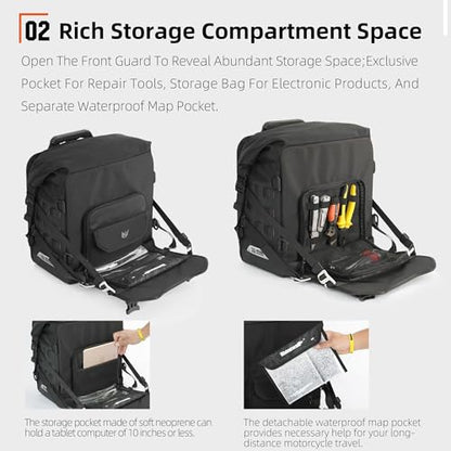 Rhinowalk Motorcycle Side Bag 35L Waterproof Motorbike Saddlebag with Quick Release System Universal Fit Gift-Ready Packaging （Single Piece - color: Black-35L