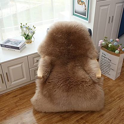 Real Genuine Sheepskin Rug Natural Fur Rug Sheep Skin Rugs Full Sheepskin Rugs Authentic Sheep Skin Throw Lambskin Seat Covers for Chairs Wool Seat Pad Cushion (2.3X3.28 ft) - color: 4