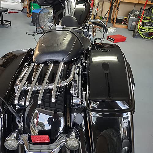 XFMT Motorcycle Chrome Detachable Stealth Two-Up Luggage Rack for Harley Touring Road King Street Glide Road Glide Electra Glide 2009-Later - color: Stealth Luggage Rack-Chrome