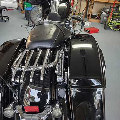 XFMT Motorcycle Chrome Detachable Stealth Two-Up Luggage Rack for Harley Touring Road King Street Glide Road Glide Electra Glide 2009-Later - color: Stealth Luggage Rack-Chrome