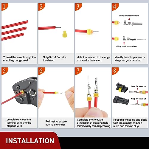 Nilight 622PCS 1 2 3 4 5 6 Pin Electrical Connector ‎Plug Male Female Terminal Wire Connectors Waterproof Quick Connect Set for Car Truck Motorcycle Marine Boat 43 Sets - size: 1-6Pin Connector 622Pcs