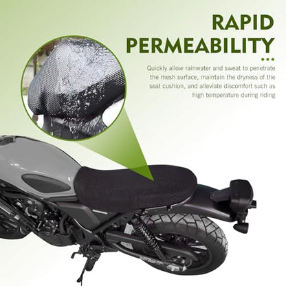 Motorcycle Seat Cover, Heat-Insulating & Non-Slip Seat Cover with Elastic, Honeycomb Breathable Mesh Fabric Mat, Universal for Most Motorcycles (Black #M) - color: Black #Middle