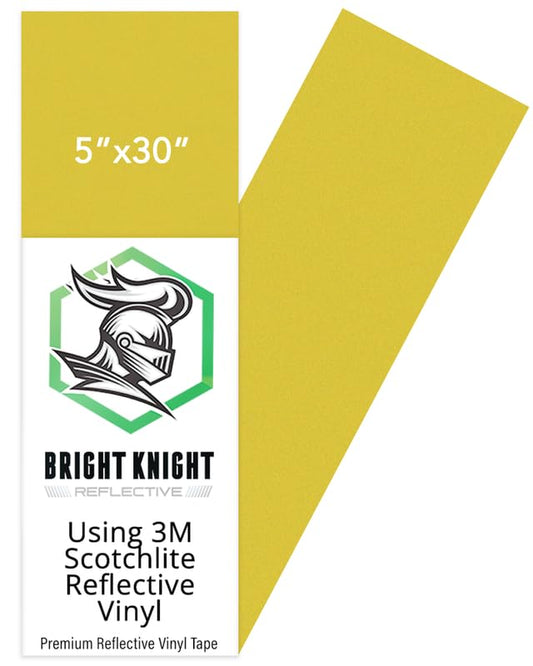 Bright Knight Decals Yellow Reflective Vinyl Motorcycle Helmet Reflective Stickers 5x30, Made with 3M Reflective Tape Vinyl for Trailers, Cars, Bikes, Rims, Waterproof Yellow Reflective Tape - color: Yellow, size: 5x30