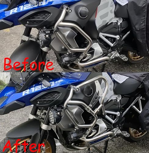 Engine Guard Crash Bar Extension for R 1250 GS Adventure ADV 2018-2024 Motorcycle Bumper Frame Falling Protector (Silver) - color: Silver