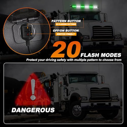 ASPL 26inch 126 LED Emergency Rooftop Strobe Lights Bar w/Controller Double Side Warning Hazard Snow Plow Flashing Light Traffic Advisor Safety Light for Work Trucks Vehicles Tow Pickup(Green/White) - color: Green/White