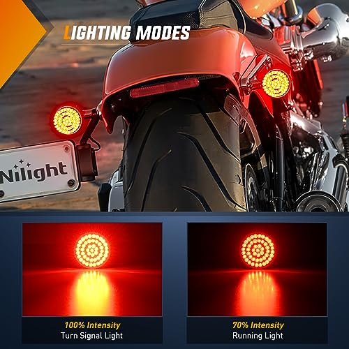 Nilight LED Turn Signal Rear Brake Running Lights 1157 Double Contacts Plug and Play for Harley Davidson Dyna Sportster Touring Street Glide Road King Iron 883 - color: Clear turn signal light