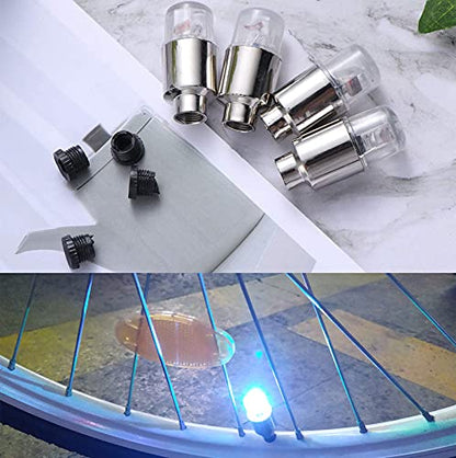 LED Tire Lights for Car 4 Pack Trucks Valve Stem Caps Bike Golf Cart Firefly Wheel Light Bicycle Motorcycle Tyre Spoke Lamp Waterproof for Kids Boys with 10 Extra Batteries(Blue) - color: O-Blue