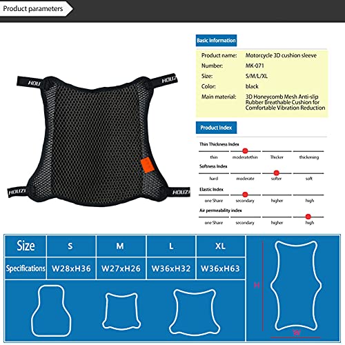 Motorcycle Seat Cushion,3D Mesh Motorcycle Seat Pad Breathable Seat Cover Air Cooling Comfortable Mesh Seat Cushion Pad Universal Seat Pad for Motorcycle,Double Layer XL - size: Double Layer XL