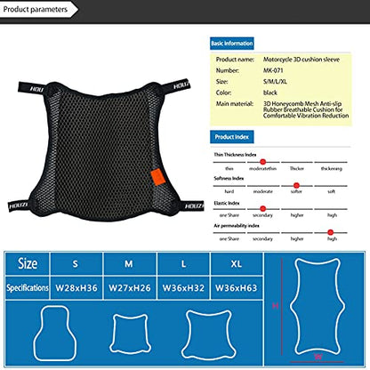 Motorcycle Seat Cushion,3D Mesh Motorcycle Seat Pad Breathable Seat Cover Air Cooling Comfortable Mesh Seat Cushion Pad Universal Seat Pad for Motorcycle,Double Layer M - size: Double Layer M