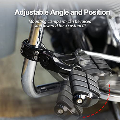 Highway Pegs Footpegs Short Angled Foot Rest Fit for Touring Street Glide Road Glide Road King Electra Glide with 1.25 inch Engine Guard 1 1/4 Highway Bar Black - color: Black Custom Style