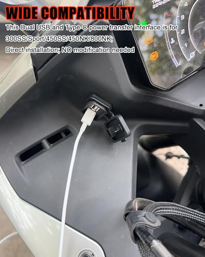 Upgraded Dual Fast Charge USB Type-C 3.0 Charger Cable Transfer Interface Converter Compatible with CFMOTO 300SS/450SS/450NK/800NK 2023 2024 2025 2026,CFMOTO 450SS Accessories