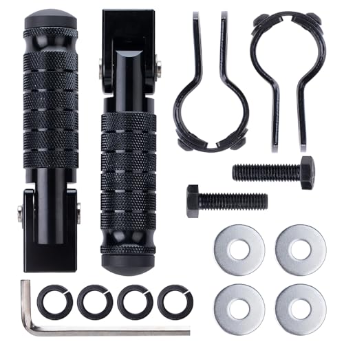 Universal 8mm Foot Pegs 90 Degree Foldable Motorcycle Footpegs CNC Anti-Skid Footrest compatible with Honda Yamaha Aprilia Suzuki Electric Car Motorbike Mini Bike Dirt Pit Bike Passenger Pedal - size: Kit Black