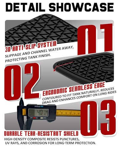 Motorcycle SideTank Pad Compatible with Kawasaki 2025 MT-07 MT07,Anti-Slip Scratch-Resistant Protector Sticker (pre-Applied Adhesive) Knee Grip Traction Pad
