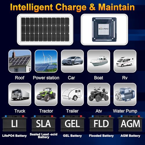 SOLPERK 100W Solar Battery Charger Solar Battery Maintainer + Smart 10A MPPT Charge Controlle, Solar Panel Kit for Car RV Boat Motorcycle，12V Waterproof Solar Panel Charger Trickle Charging - size: 100W MPPT Kit