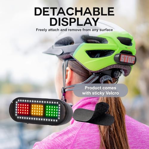 Bike Helmet Light - Smart Helmet Accessories for Motorcycle, Scooter, Ebike, Snowmobile - Safety Warning LED Screen with Remote Control, Panel with Turn Signal for Commuting & Night Riding Use