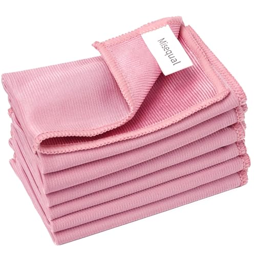 6Pcs Glass Cleaning Cloth for Window Eyeglass Mirrors Stainless Steel - color: Pink