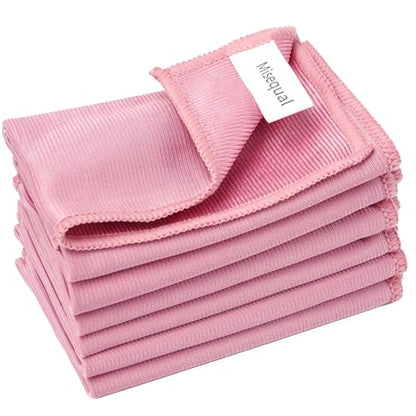 6Pcs Glass Cleaning Cloth for Window Eyeglass Mirrors Stainless Steel - color: Pink