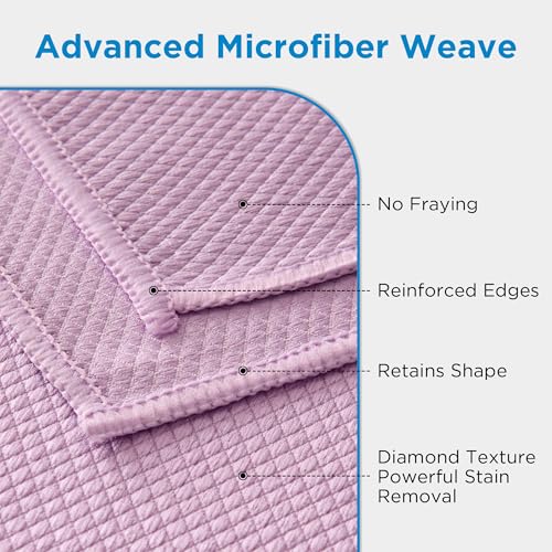 Professional Auto Detailing Microfiber Cloths 6 Pack, 15.5"x15.5" Glass Cleaning Towels for Car Windshield, Window and Interior, Lint Free Streak Free Polishing Rags for High Gloss Shine - color: Purple