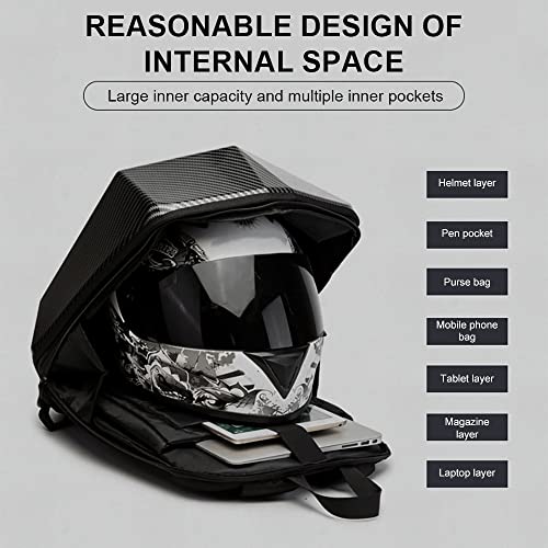 Motorcycle Backpack for Men Waterproof Carbon Fiber Motorbike Helmet Backpack Expandable Rear Seat Bag Moto Travel Luggage (Carbon gray) - color: Carbon Gray