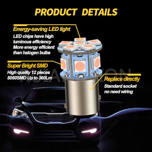 Ruiandsion 2pcs 6V 1157 BAY15D LED Bulbs 5050 12SMD Pink LED Light Bulbs for Back Up Reverse Lights Brake Lights Tail Lights - color: Pink, size: 1157/BAY15D