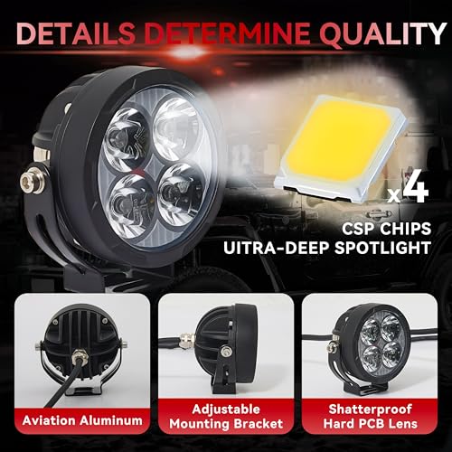 2PCS 3inch 80W LED Light Pods with Amber Covers, 9600LM Yellow Fog Light Pods LED Light Bar Offroad Driving Lights,for Jeep Wrangler Truck Car ATV SUV Motorcycle Cabin Boat (2Pcs 3Inch Lights) - size: 2Pcs 3Inch Lights