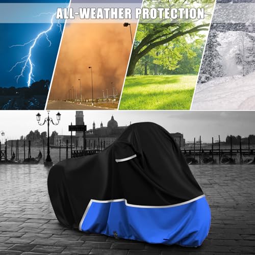Waterproof Motorcycle Cover Compatible with Yamaha Tenere 700/Tw200 Touring Models, 420D Oxford Cloth Motorcycle Cover for Snow Rain Dust Protection - size: Tenere 700/TW200-Black