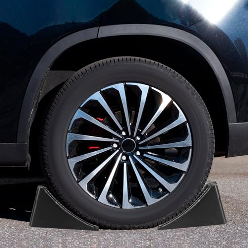 4 Pack Heavy Duty Wheel Chocks, Solid Rubber RV Wheel Chock for Trailers, Black Tire Chocks for Cars, Truck,Travel Trailers, Camper and ATV, 6.5" x 3.6" x 3.7" - color: 4 Pack-Black