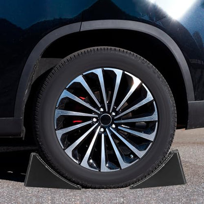 2 Pack Heavy Duty Wheel Chocks, Solid Rubber RV Wheel Chock for Trailers, Black Tire Chocks for Cars, Truck,Travel Trailers, Camper and ATV, 6.5" x 3.6" x 3.7" - color: 2 Pack