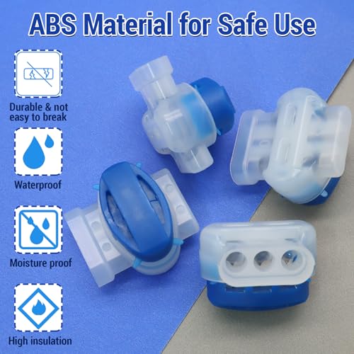 Uenhoy 20 Pcs 3 Way Wire Connectors, Waterproof Electrical IDC 314-Box Pigtail Connectors for 22-14 AWG Cables, Insulation Wire Coupler for Robotic Lawn Mowers Irrigation Applications